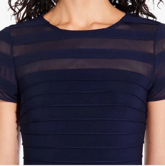 Adrianna Papell Bodycon Navy Blue SS Banded Sheath Dress Sz 10 MSRP $159 - Picture 6 of 11
